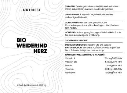 Grass Fed Desiccated Beef Heart Supplement