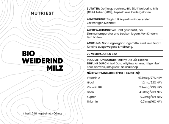 Grass Fed Desiccated Beef Spleen Supplement