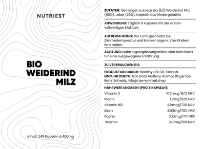 Grass Fed Desiccated Beef Spleen Supplement