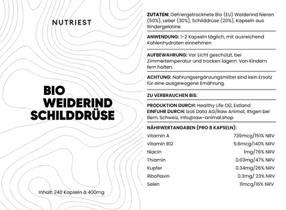 Grass Fed Desiccated Beef Thyroid Supplement